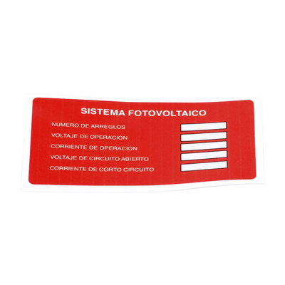 Etiqueta de Sistema fotovoltaico/ Paquete con 20