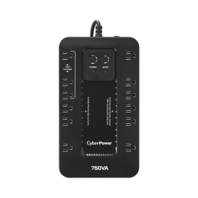 UPS de 750 VA/450 W, Topología Standby con Modo Ahorrador ECO, Entrada 120 Vca NEMA 5-15P, Con 12 Tomas NEMA 5-15R 