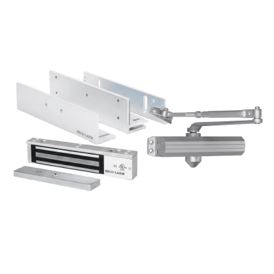 Kit para Control de Acceso Incluye Chapa Magnética de 600 Lbs / Montajes L y Z / Cierra puerta para 150 Kg / Certificación UL