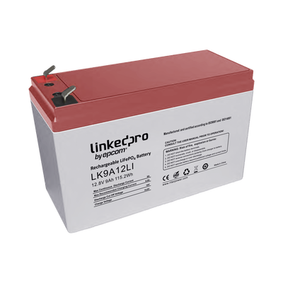 Batería de Litio 12.8 Vcc / 9 Ah / Tecnología LiFePO4 /2000 Ciclos de Vida/ Para uso en equipo electrónico, UPS (litio) / Incendio/ Control de acceso / Video Vigilancia / Terminales F1 ( Incluye adaptador para terminal F2 )