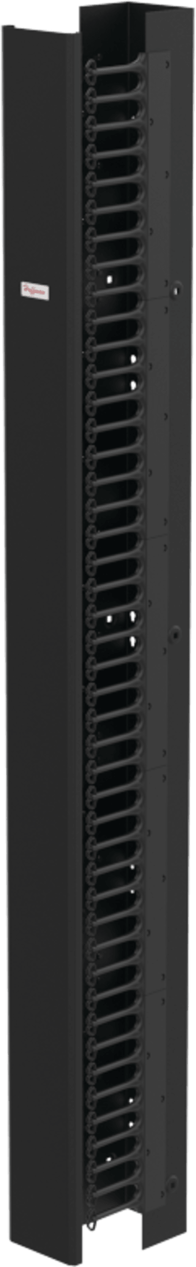 Gestor Vertical de Cableado CableTek-EC, Una Cara, 45U, Acero 1.9 mm, Negro RAL 9005, Montaje Universal 4 Postes, Cubierta Frontal Extraíble, Soporte Cat 5e/6/6A/Fibra