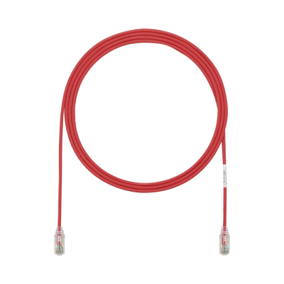 Cable de Parcheo TX6, UTP Cat6, Diámetro Reducido (28AWG), Color Rojo, 2.13 Metros (7 Pies)