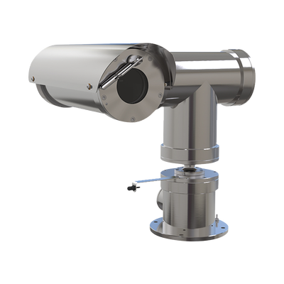Camara IP PTZ  antiexplosion 2MP, 32X, IP68, WiseStream II / con wiper / acero inoxidable / conexion de fibra optica 