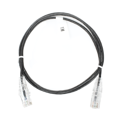 Cable de Parcheo Slim UTP Cat6 - 1 Metro (3.28 Pies), Negro, Diámetro Reducido (28 AWG)