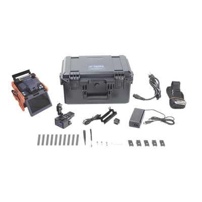 Fusionadora de Fibra Óptica de Alineación Activa por Revestimiento con 4 Motores con Pérdida Típica (SM); 0.02 dB (MM); 0.04 dB) con Pantalla Touch / Capacitación Básica Virtual Gratuita