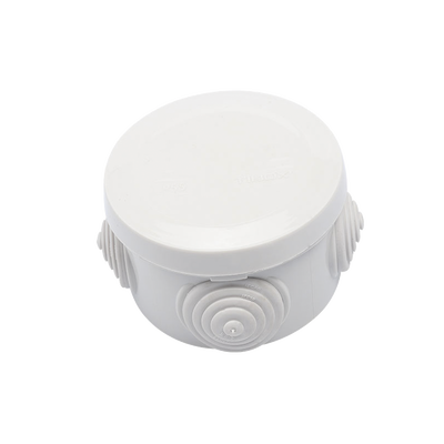 Caja Derivación-Conexión de Plástico Circular con 4 Glándulas de Goma (70 diámetro X 48 alto mm). Para Instalaciones Comerciales,  Residenciales e Industriales. Cerrado a Presión. 