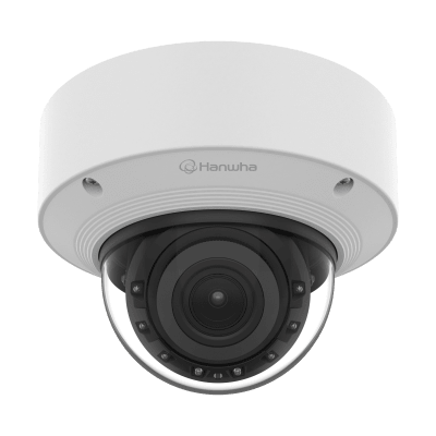 Cámara Domo AI IR 5MP / Motorizado Varifocal 3.3~9.3mm / Doble NPU / Análisis Inteligente / WDR 120dB / IR 50m / IP52 IK10 / PoE / Wisenet 9