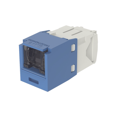 Conector Jack RJ45 Estilo TG con Ventana, Mini-Com, Categoría 6, de 8 Posiciones y 8 Cables, Color Azul