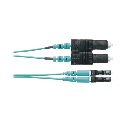 Jumper de Fibra Optica Multimodo 50/125 OM4, LC-SC Duplex, OFNR (Riser), Color Aqua, 1 Metro (3.28 Pies)