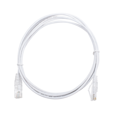 Cable de Parcheo Slim UTP Cat6 - 2 Metros (6.56 Pies) Blanco Diámetro Reducido (28 AWG)
