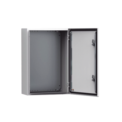 Gabinete de Uso Exterior NEMA 4/12/13; IP66; IK10, 600 x 600 x 400 mm (23.62 x 23.62 x 15.75 Pulgadas), de Acero, Color Gris Claro
