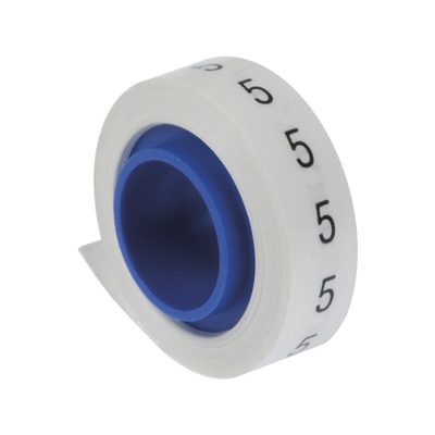 Rollo de Etiquetas Marcadoras, Pre-Impresos con el Número 5, de 2.4 Metros (7.87 Pies), Color Blanco