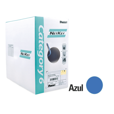 Bobina de Cable UTP 305 Metros (1000 Pies) de Cobre, NetKey, Reelex, Azul, Categoría 6 (24 AWG), 1000Mbps, PVC (CM), de 4 Pares