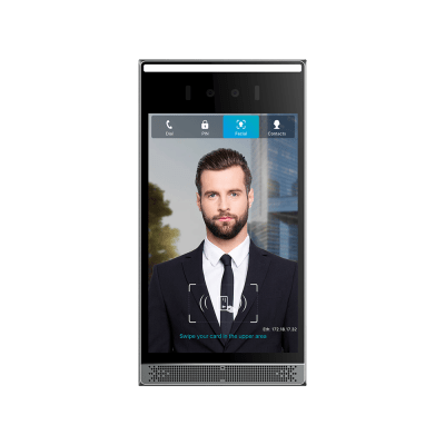 Videoportero IP SIP con Reconocimiento Facial, 8" IPS, 10,000 rostros, anti-suplantación, IP66/IK07, PoE