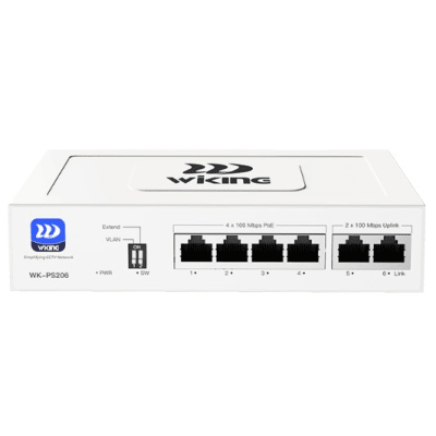Switch PoE / Administración en la nube / Con 4 puertos 10/100 Mbsp PoE af/at / 2 Puertos Uplink 10/100 MBPS / Presupuesto 45 W / PoE hasta 250 metros