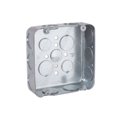 Caja Cuadrada 4 11/16" x 4 11/16"/ Profundidad de 1 1/2"/ 3 Entradas de  1/2" y 12 Entradas de 3/4".