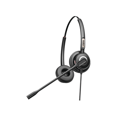 Diadema binaudal (duo) con tecnología antishock para teléfonos IP FANVIL y Polycom con micrófono de cancelación de ruido, larga durabilidad 