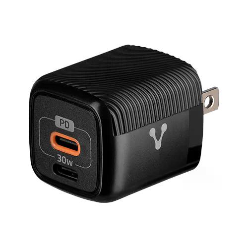 CARGADOR PARED VORAGO AU-355 FAST CHARGE 2 X USB-C 30W NEGRO