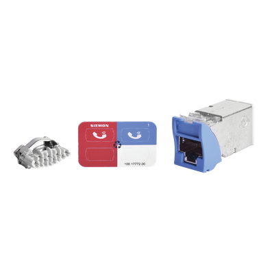 Jack Z-MAX Cat6A, Blindado, Montaje Híbrido en Placa de Pared (Plano y Angulado), Color Azul