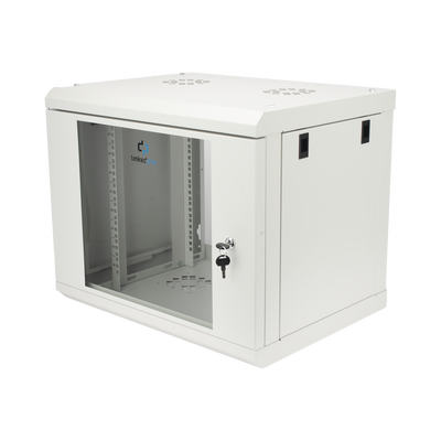 Gabinete de Pared de 9U con Puerta de Cristal Templado, 479.5 mm de Profundidad, Rack de 19'', Acero Reforzado Gris Mate