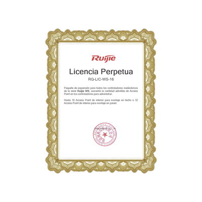 Paquete de expansión para controladores inalámbricos serie Ruijie WS hasta 16 APs interior en techo o 32 APs interior montaje en pared.