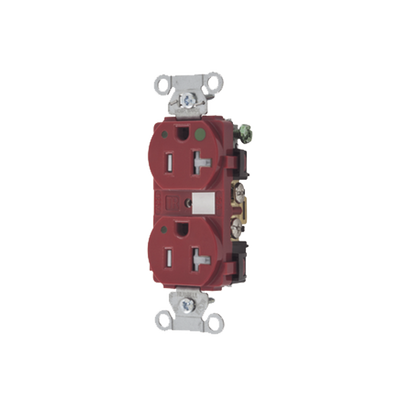 Contacto Duplex  de 20 A 125 V CA/ A prueba de Manipulaciones / Nema 5-20R / Grado Hospitalario / Color Rojo.