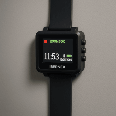 Reloj Receptor Inalámbrico de Muñeca / Display LCD a Color / Batería Recargable / Indicación Visual y Acústica de Alarmas / Almacena hasta 3000 Caracteres / Conexión Inalámbrica por Radiofrecuencia