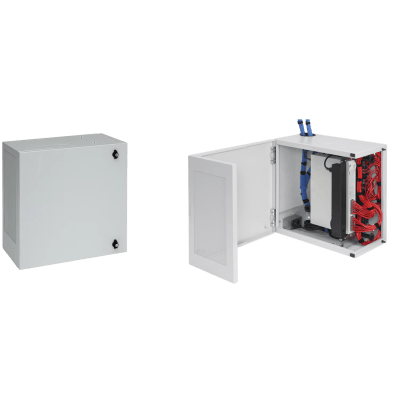 Gabinete de Montaje en Pared L-Box, 914 x 610 x 313 mm, de Acero, 6 UR, Color gris