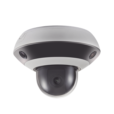 Mini Domo PanoVu 2 Megapixel / 1 PTZ 4X Zoom + 3 Lentes Panorámicos 360° / H.265 / 10 mts IR / Uso en Interior / PoE+ / dWDR / Micro SD