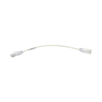 Cable de Parcheo TX6, UTP Cat6, Diámetro Reducido (28AWG), Color Blanco, 20.32 cm (8 Pulgadas)