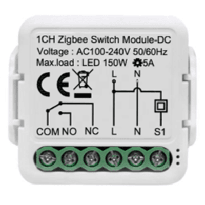ZigBee Modulo switch relevador salida de Contacto Seco /  100-240V / 5A / 150W LED 