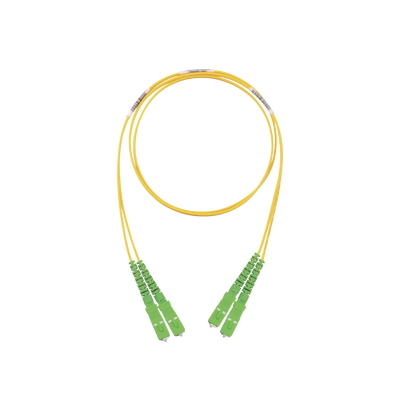 Jumper de Fibra Optica Monomodo 9/125 OS2, SC/APC-SC/APC Duplex, OFNR (Riser), Color Amarillo, 2 Metros (6.56 Pies)