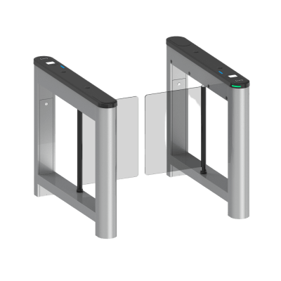 Barrera Abatible para un carril de acceso peatonal con cubiertas intercambiables