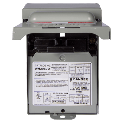  Interruptor de seguridad 2x60Amp. Nema 3R, Sin Portafusible