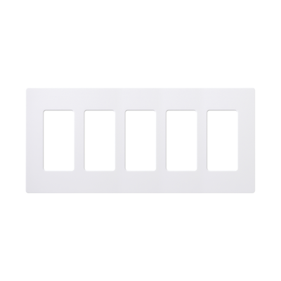 Placa de pared 5 espacios, para atenuador (dimmer), switch ó control remoto PICO inalámbrico