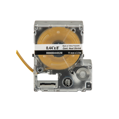 Casete de Etiquetas Continuas Termorretráctil 11.2 mm. de Ancho x 2.4 Metros (7.87 Pies) de Largo. Poliolefina Amarilla