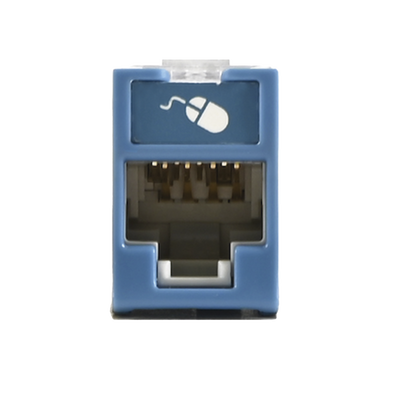 Jack Ultramax Cat5e, UTP, Montaje Híbrido en Placa de Pared (Plano y Angulado), Color Azul, Punch Down