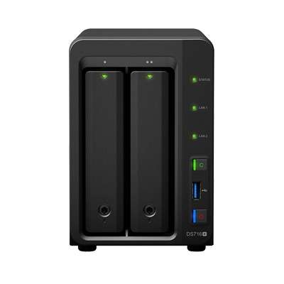 Servidor DS716PLUS NAS de escritorio con 2 bahías, capacidad de 16TB, expandible a 56TB 