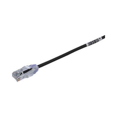 Cable de Parcheo TX6, UTP Cat6, Diámetro Reducido (28AWG), Color Negro, 6.1 Metros (20 Pies)