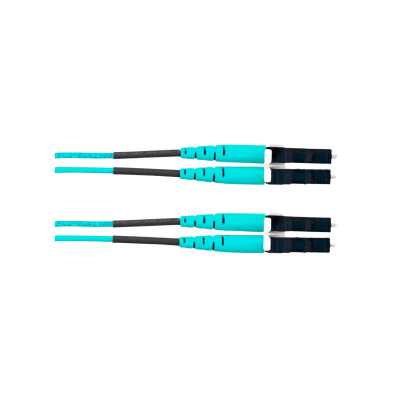 Jumper de Fibra Óptica Multimodo 50/125 OM4, LC-LC Duplex, OFNR (Riser), Color Aqua, 40 Metros (131.23 Pies)