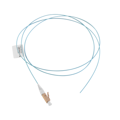 Pigtail de Fibra Óptica LC Simplex, Multimodo OM4 XGLO 50/125, OFNR, Color Aqua, 1 Metro (3.28 Pies)