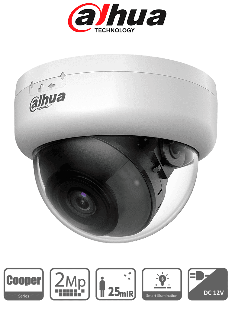 DAHUA DH-HAC-D1A21N-U - Cámara Domo HDCVI 1080P/ Lente de 2.8 mm/  IR Inteligente de Hasta 25 Mts/ WDR Digital/ Soporta HDCVI & AHD & HDTVI & CVBS/ Policarbonato