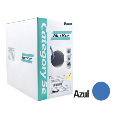 Bobina de Cable UTP de 305 Metros (1000 Pies) de Cobre, NetKey, Azul, Categoría 5e (24 AWG), Riser (CMR), de 4 Pares