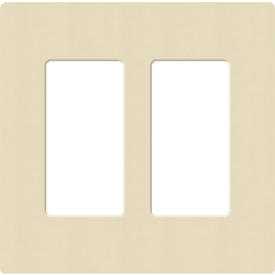 Placa de pared 2 espacios, para atenuador (dimmer), apagador ó control remoto inalámbrico LUTRON.