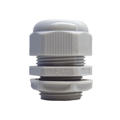 Conector Plástico Blanco Tipo Glándula para Rosca NPT 1" 