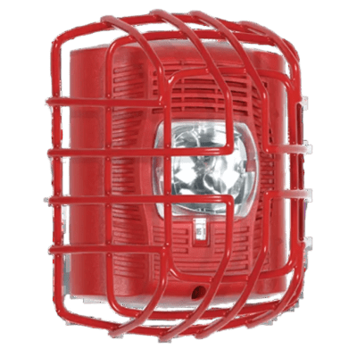 Protector De Rejilla Anti Vandalismo Y Golpes Accidentales, Color Rojo, Para Sirenas/Estrobos/Bocinas System Sensor, Montaje a Ras, 7.40"Altox6.15"Anchox3.39"Profundidad