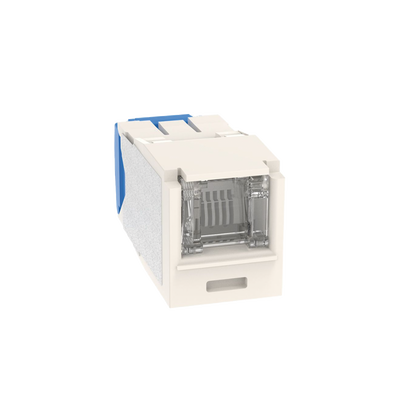 Conector Jack RJ45 Estilo TG con Ventana, Mini-Com, Categoría 6A, de 8 Posiciones y 8 Cables, Color Blanco