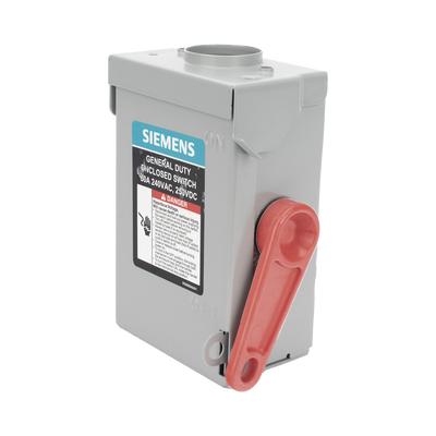 Interruptor de Seguridad GNF221RA, 240Vca, 2 polos, 30 Amp, sin portafusibles, Nema 3R.