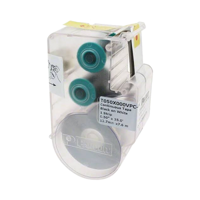 Casete de Etiqueta de Vinilo de Cinta Continua, Color Negro Sobre Blanco, Uso Interior/Exterior, 12.7 mm de Ancho x 7.6 Metros (24.93 Pies) de Largo
