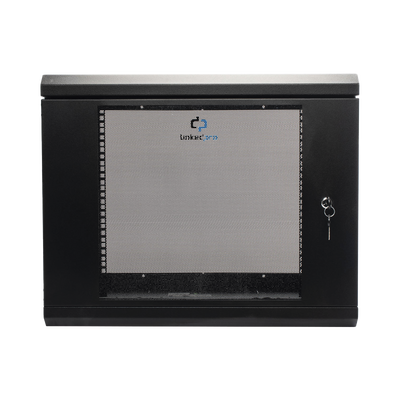 Gabinete de Pared de 9U con Puerta de Cristal Templado, 455 mm de Profundidad, Rack de 19'', Acero Reforzado Color Negro.